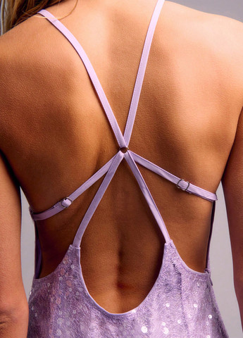 Світло-фіолетова коктейльна сукня з відкритою спиною SHEIN однотонна