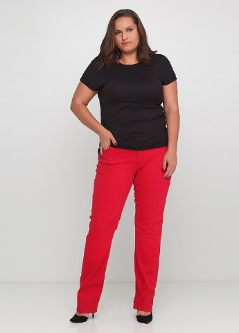 Красные джинсовые демисезонные прямые брюки Maison
