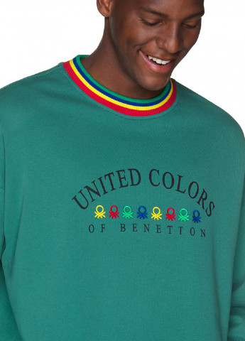 Світшот United Colors of Benetton - З манжетами, Прямий крій зелений кежуал - (154891367)