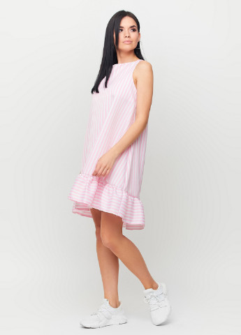 Рожева кежуал сукня а-силует Karree в смужку