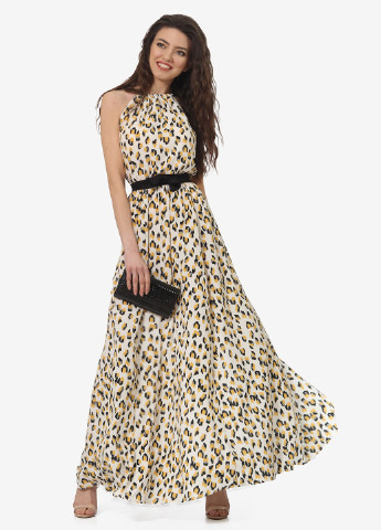 Молочное кэжуал платье клеш Lila Kass леопардовый