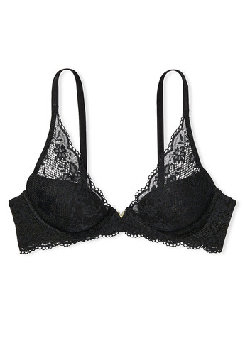 Чёрный бюстгальтер Victoria's Secret с косточками полиамид
