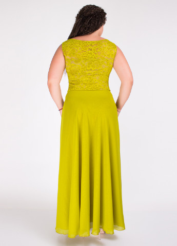 Лимонно-зеленое кэжуал платье клеш Adelin Fostayn однотонное
