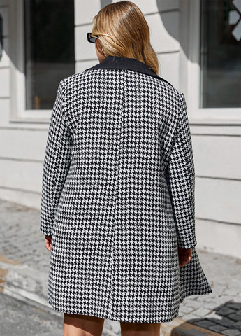 Чорно-білий демісезонне Пальто однобортне SHEIN