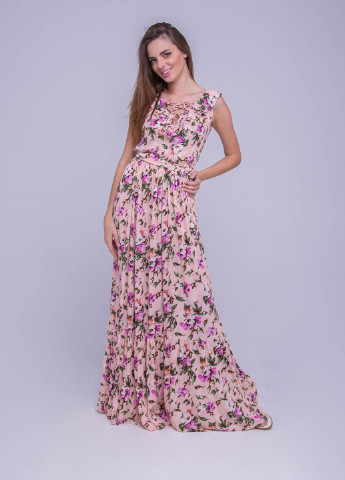 Персиковое кэжуал платье VMMA с цветочным принтом