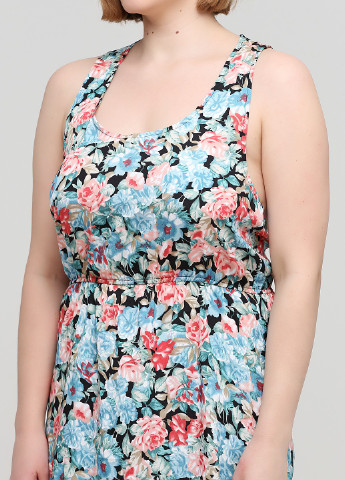 Черное кэжуал платье клеш, с открытой спиной Saints & Mortals с цветочным принтом