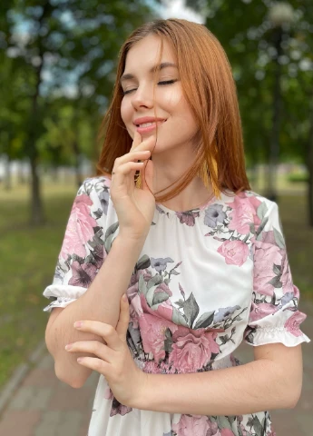 Молочна повсякденний сукня софт з квітковим принтом CHICLY з квітковим принтом