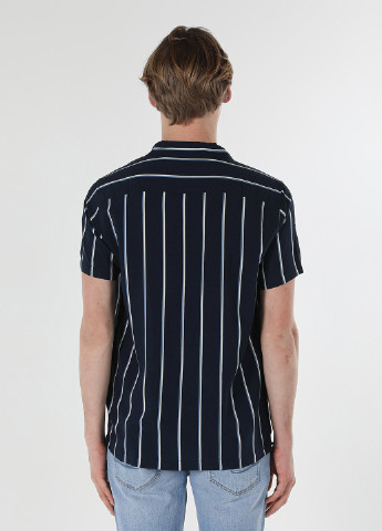 Темно-синяя кэжуал рубашка в полоску Colin's