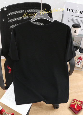 Чорна літня футболка SHEIN