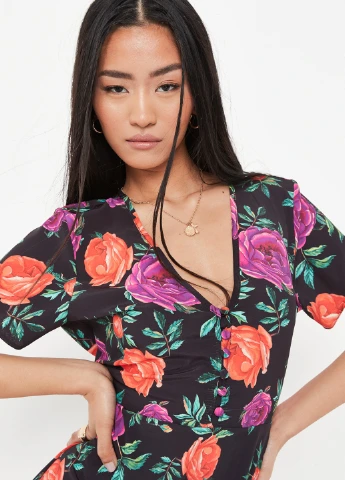 Чорна кежуал сукня Missguided з квітковим принтом