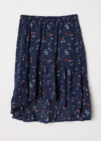Темно-синяя кэжуал цветочной расцветки юбка H&M