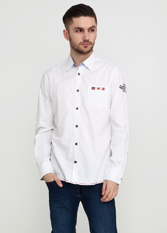 Белая кэжуал рубашка однотонная Tom Tailor с длинным рукавом