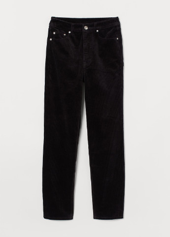 Черные кэжуал демисезонные укороченные, зауженные брюки H&M