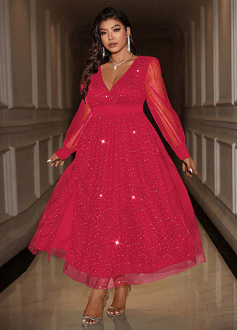 Бордова вечірня сукня а-силует SHEIN однотонна