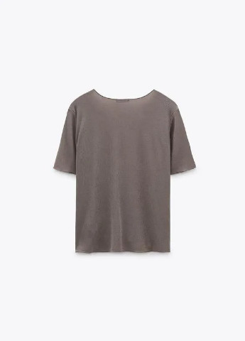 Темно-бежевая летняя футболка Zara