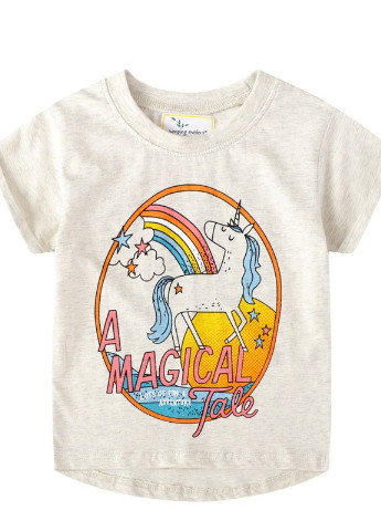Бежевая летняя футболка для девочки a magical tale Jumping Meters 57902