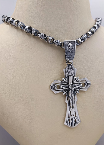 Срібний комплект "Хранитель" ланцюжок та хрестик Diva (328293119)