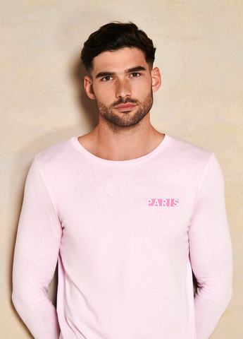 Лонгслів SHEIN напис світло-рожевий кежуали бавовна, трикотаж