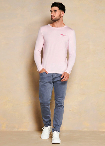 Лонгслів SHEIN напис світло-рожевий кежуали бавовна, трикотаж