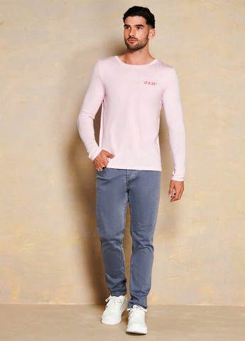 Лонгслів SHEIN напис світло-рожевий кежуали бавовна, трикотаж