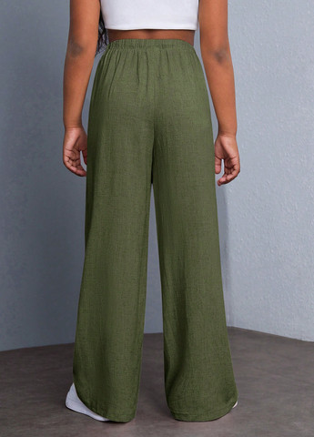 Зеленые кэжуал летние палаццо брюки SHEIN