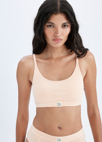 Бежевий топ бюстгальтер DeFacto без кісточок бавовна