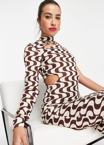 Комбинированное кэжуал платье футляр Asos с геометрическим узором