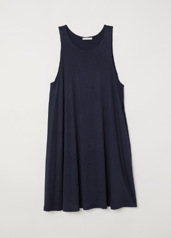 Темно-синее кэжуал платье а-силуэт H&M однотонное