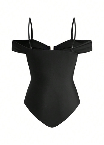 Чорний демісезонний купальник суцільний SHEIN