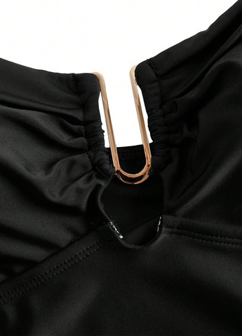 Чорний демісезонний купальник суцільний SHEIN