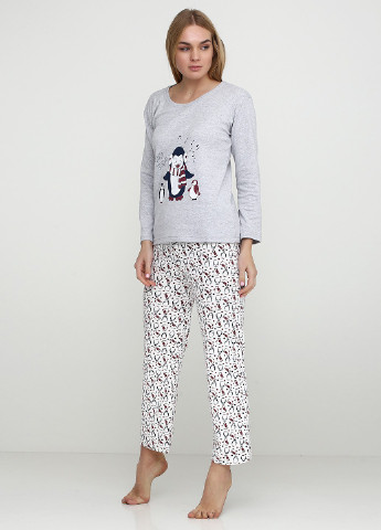 Серая зимняя комплект плотный трикотаж (свитшот, брюки) Good Night Pajama