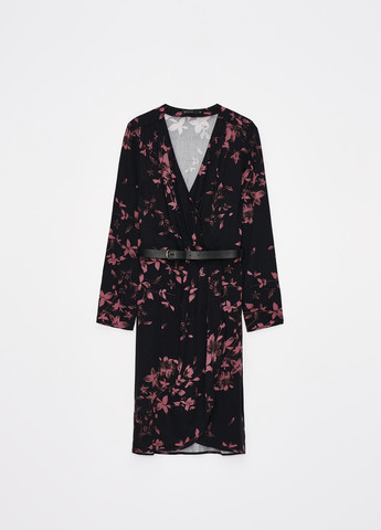 Чорно-білий кежуал сукня на запах Mohito з квітковим принтом