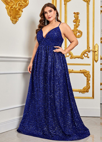 Темно-синя вечірня, святковий сукня а-силует SHEIN однотонна