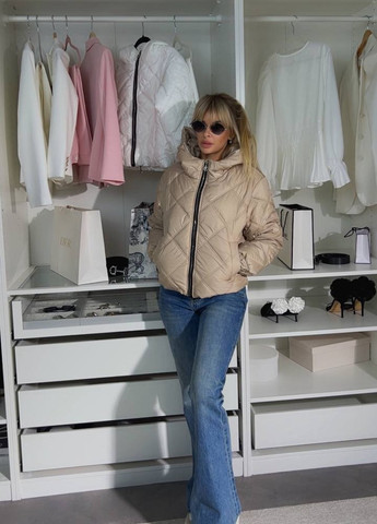 Темно-бежева демісезонна куртка No Brand