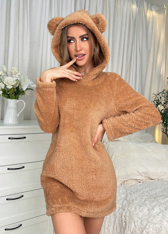 Світло-коричнева домашній сукня SHEIN однотонна