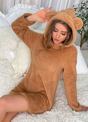 Світло-коричнева домашній сукня SHEIN однотонна