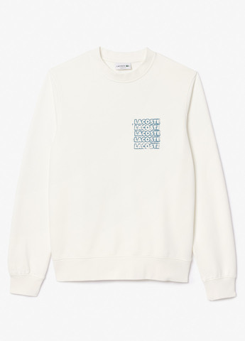 Белый свитшот Lacoste надпись без декора (363646824)