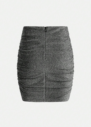 Серебряная праздничный, вечерний однотонная юбка SHEIN на запах