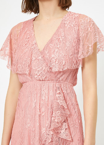 Розовое коктейльное платье на запах KOTON однотонное