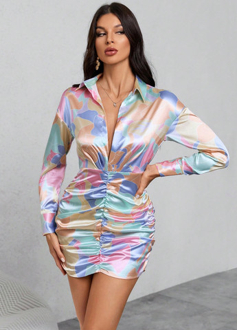 Комбінована кежуал сукня сукня-сорочка SHEIN з абстрактним візерунком