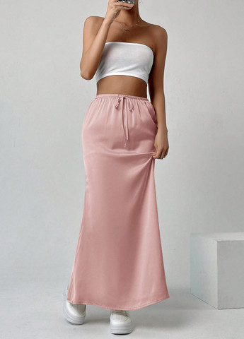 Розовая кэжуал однотонная юбка SHEIN а-силуэта (трапеция)