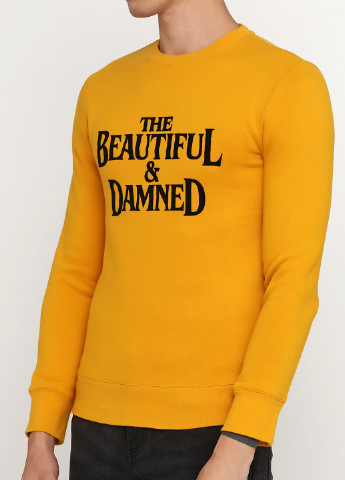 Світшот H&M - Приталений крій однотонний жовтий кежуал - (149641806)