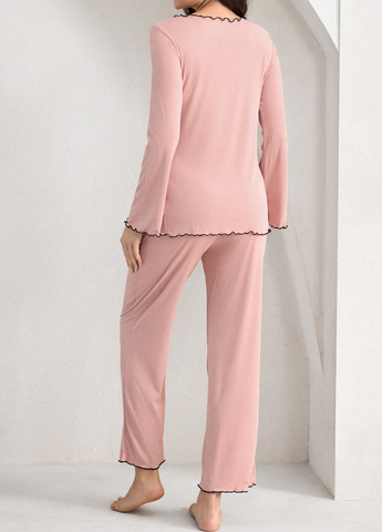 Світло-рожева всесезон піжама (лонгслив, брюки) лонгслів + брюки SHEIN