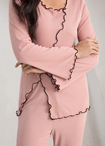 Світло-рожева всесезон піжама (лонгслив, брюки) лонгслів + брюки SHEIN