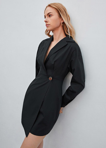 Чорна кежуал сукня сукня-жакет SHEIN однотонна