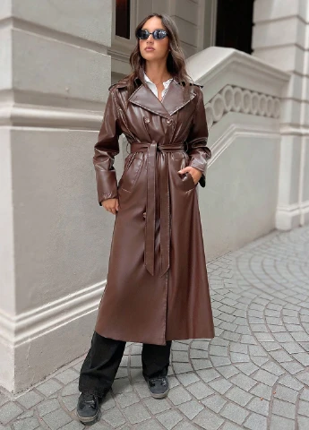 Коричневе демісезонне Пальто двобортне SHEIN