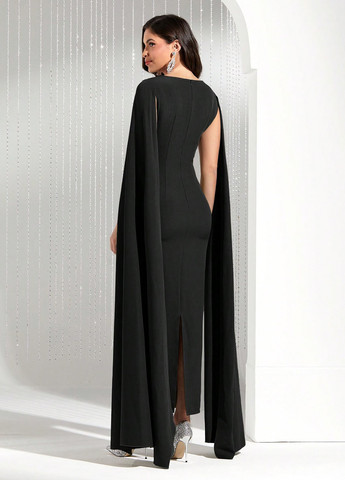 Чорна вечірня сукня силуетна, бандо SHEIN однотонна