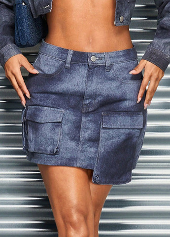 Разноцветная джинсовая юбка SHEIN карго