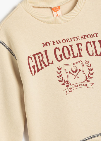 KOTON свитшот надпись бежевый кэжуал хлопок, трикотаж