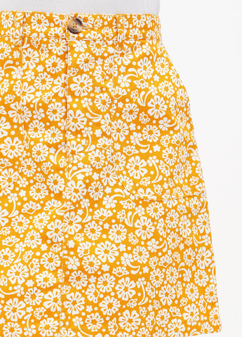 Горчичная кэжуал цветочной расцветки юбка Monki а-силуэта (трапеция)